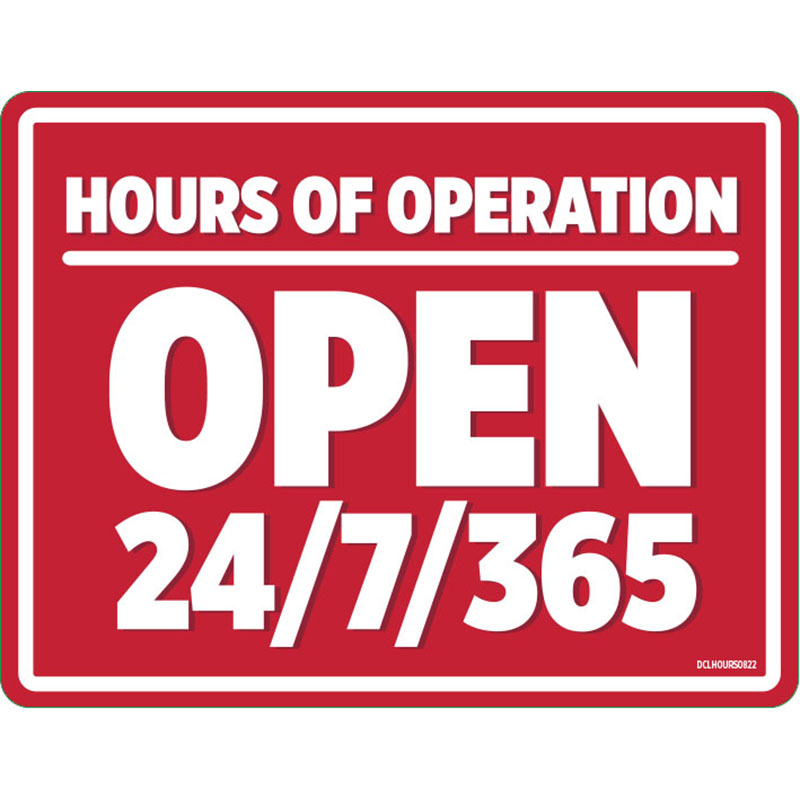 Window Decal - Hours of Operation